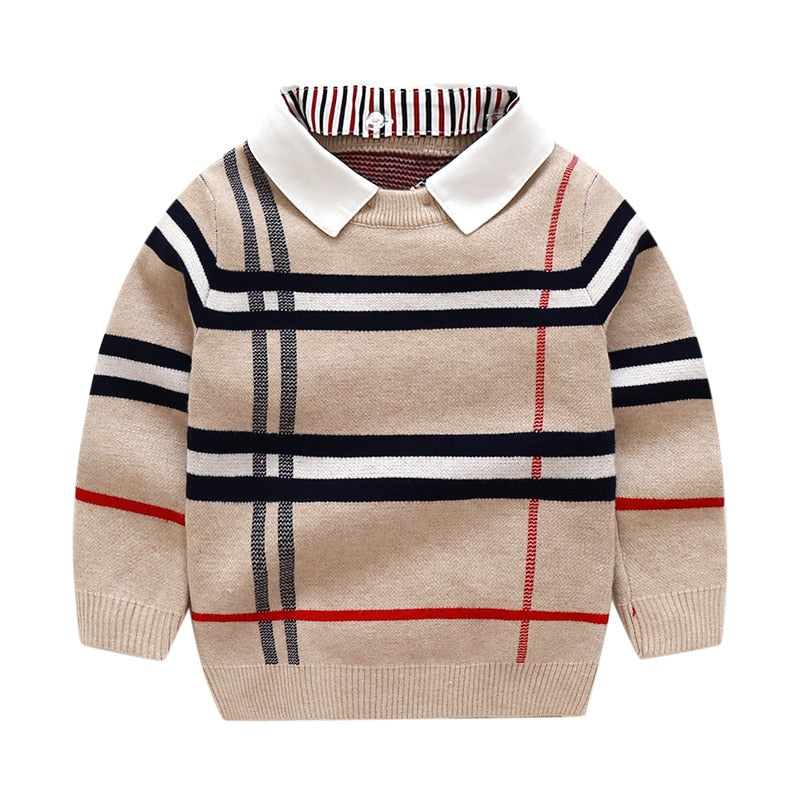 2-8T Toddler Kid Boy Clothes Autumn Winter Warm pullover Top Long Sleeve Plain Sweater Fashion Knitted gentleman Outfit