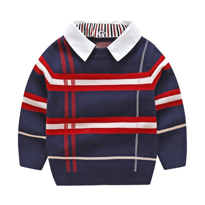 2-8T Toddler Kid Boy Clothes Autumn Winter Warm pullover Top Long Sleeve Plain Sweater Fashion Knitted gentleman Outfit