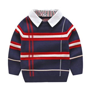 2-8T Toddler Kid Boy Clothes Autumn Winter Warm pullover Top Long Sleeve Plain Sweater Fashion Knitted gentleman Outfit