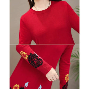 2019 New Women Sweater Pullover Autumn Winter Clothes O-neck Embroidery Knitted Cashmere Sweater Slim Large Size Sweater Female