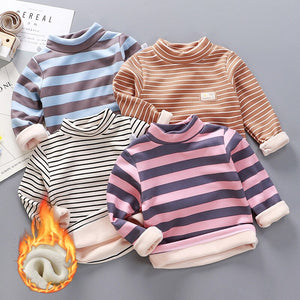 2020 Autumn Winter Clothes Children's Sweater Turtleneck Warm Fleece Cardigan for Kids Baby Girls Boys Pullover Shirt 1-12 years