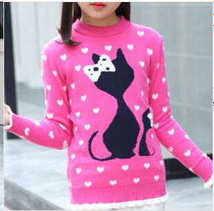 2021 Autumn Children's Clothes Girls Sweaters Printed Long Sleeve Girl Knitted Pullover Sweater For Girls Kids Casual Sweaters