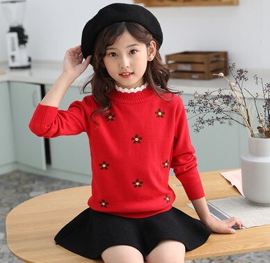 2021 Autumn Children's Clothes Girls Sweaters Printed Long Sleeve Girl Knitted Pullover Sweater For Girls Kids Casual Sweaters