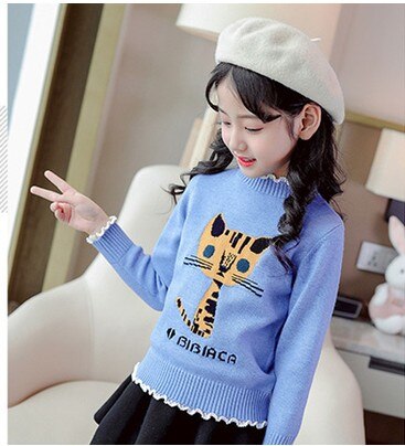 2021 Autumn Children's Clothes Girls Sweaters Printed Long Sleeve Girl Knitted Pullover Sweater For Girls Kids Casual Sweaters