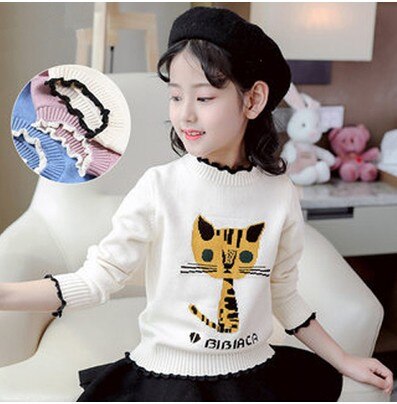 2021 Autumn Children's Clothes Girls Sweaters Printed Long Sleeve Girl Knitted Pullover Sweater For Girls Kids Casual Sweaters