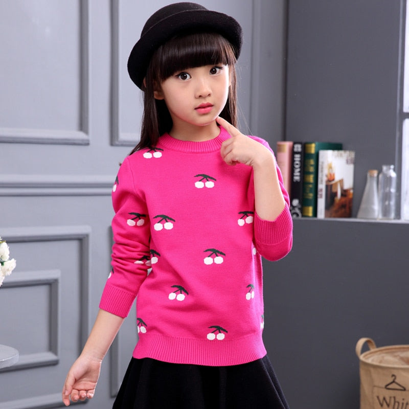 2021 Autumn Children's Clothes Girls Sweaters Printed Long Sleeve Girl Knitted Pullover Sweater For Girls Kids Casual Sweaters