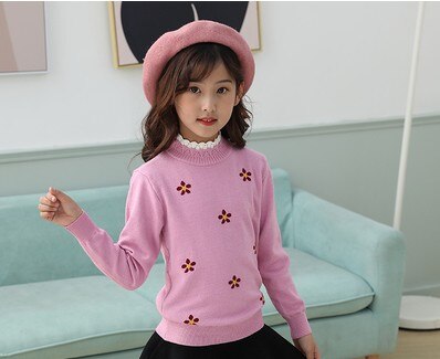 2021 Autumn Children's Clothes Girls Sweaters Printed Long Sleeve Girl Knitted Pullover Sweater For Girls Kids Casual Sweaters