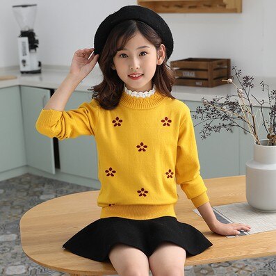 2021 Autumn Children's Clothes Girls Sweaters Printed Long Sleeve Girl Knitted Pullover Sweater For Girls Kids Casual Sweaters