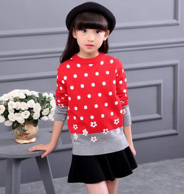 2021 Autumn Children's Clothes Girls Sweaters Printed Long Sleeve Girl Knitted Pullover Sweater For Girls Kids Casual Sweaters