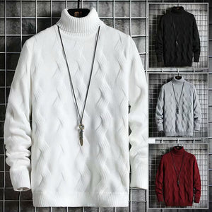 Autumn Winter Fashion Men's Sweaters Japan Streetwear Turtleneck Sweaters Men Casual Mens Clothing Striped Pullovers Sweater Men