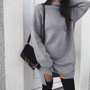 Autumn Winter Womens Knitted Sweaters Warm Long Sleeve Dress White Turtleneck Sweaters Pullover Jumper Female Clothes