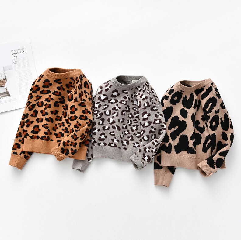 Children Girl Boy Leopard Sweatshirt Autumn and Winter Long-sleeved Warm Pullover Hoodies Tops