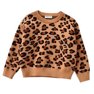 Children Girl Boy Leopard Sweatshirt Autumn and Winter Long-sleeved Warm Pullover Hoodies Tops