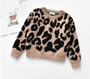 Children Girl Boy Leopard Sweatshirt Autumn and Winter Long-sleeved Warm Pullover Hoodies Tops