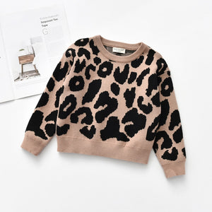 Children Girl Boy Leopard Sweatshirt Autumn and Winter Long-sleeved Warm Pullover Hoodies Tops