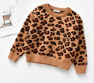 Children Girl Boy Leopard Sweatshirt Autumn and Winter Long-sleeved Warm Pullover Hoodies Tops