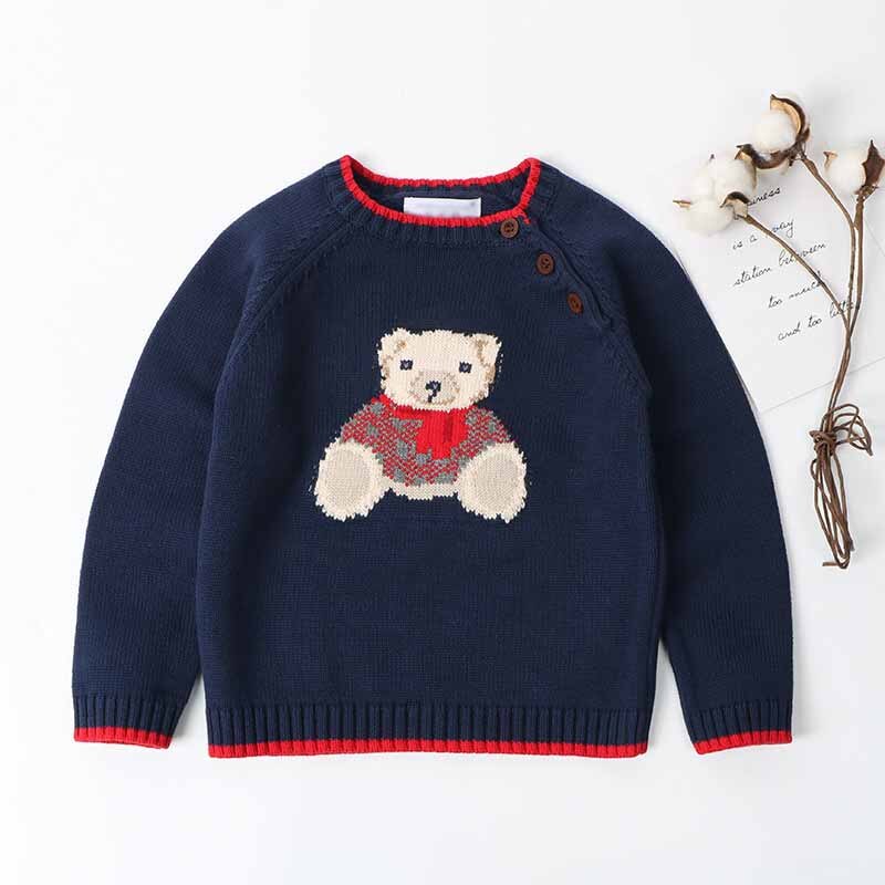 Children's Sweater Cartoon Bear Girls And Boys Kint Sweaters Autumn Winter Baby Warm Wool Tops for Kids Clothes pullover Sweater