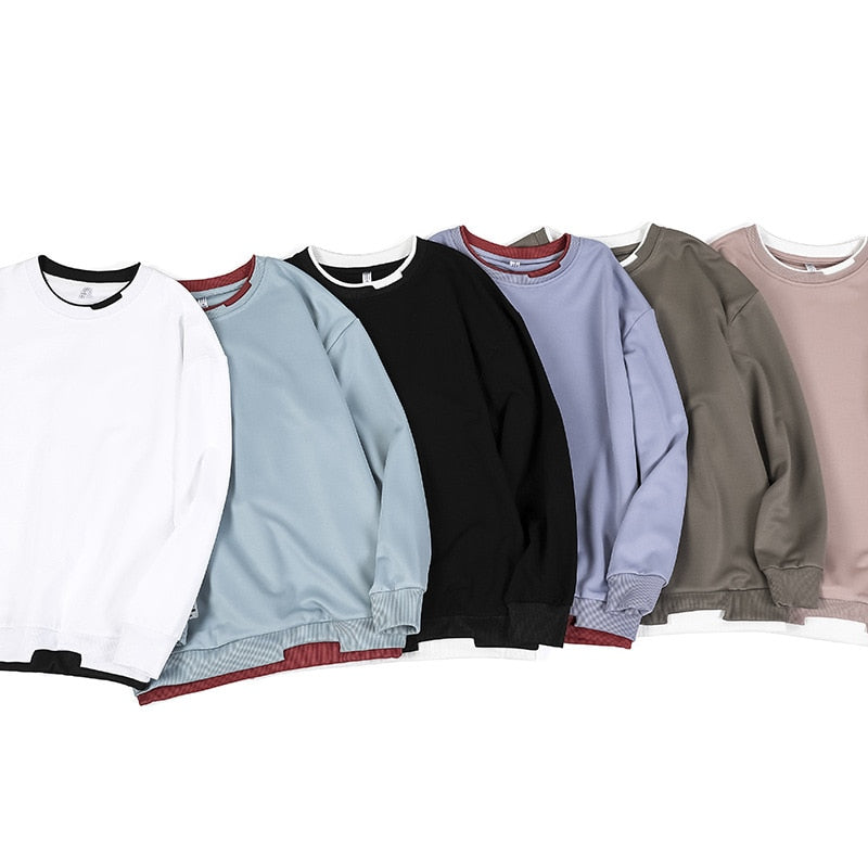 Crewneck Men Sweatshirt 2020 Oversized Hoodie Streetwear Pullovers Hip Hop Solid Autumn Winter Men's Tracksuit Clothes