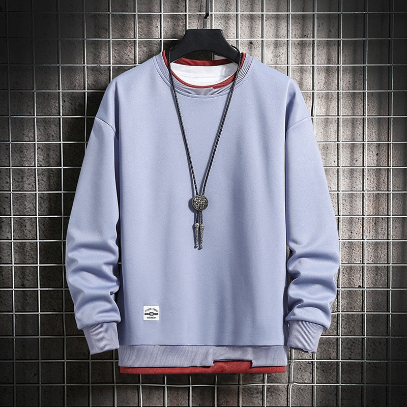 Crewneck Men Sweatshirt 2020 Oversized Hoodie Streetwear Pullovers Hip Hop Solid Autumn Winter Men's Tracksuit Clothes