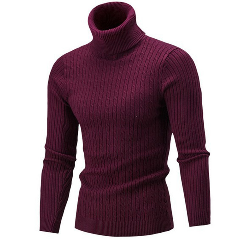 Fashion Men Turtleneck Solid Color Long Sleeve Knitted Sweater Pullover Top Sweater Men 2020 Winter Clothes Sweater For Men mens