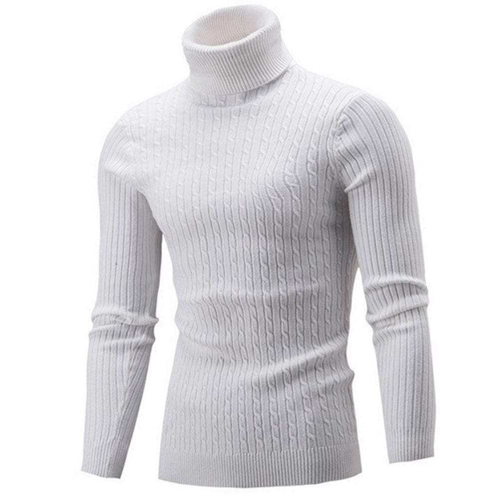 Fashion Men Turtleneck Solid Color Long Sleeve Knitted Sweater Pullover Top Sweater Men 2020 Winter Clothes Sweater For Men mens
