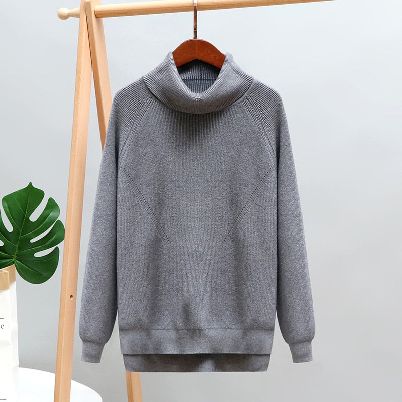 Thick Turtlneck Cowl Neck Women Sweater Streetwear Knitted Pullovers Top Autumn Winter Clothes Christmas Sweater Pull