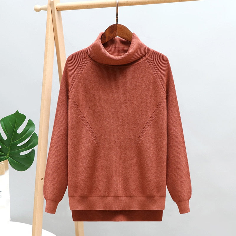 Thick Turtlneck Cowl Neck Women Sweater Streetwear Knitted Pullovers Top Autumn Winter Clothes Christmas Sweater Pull