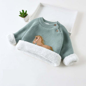 Kids Boys Girls Sweaters Clothes Baby Toddler Warm Sweater Coats Children Cartoon Thicken Tops Wool Pullovers Clothing