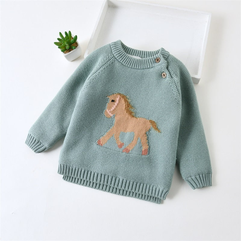 Kids Boys Girls Sweaters Clothes Baby Toddler Warm Sweater Coats Children Cartoon Thicken Tops Wool Pullovers Clothing