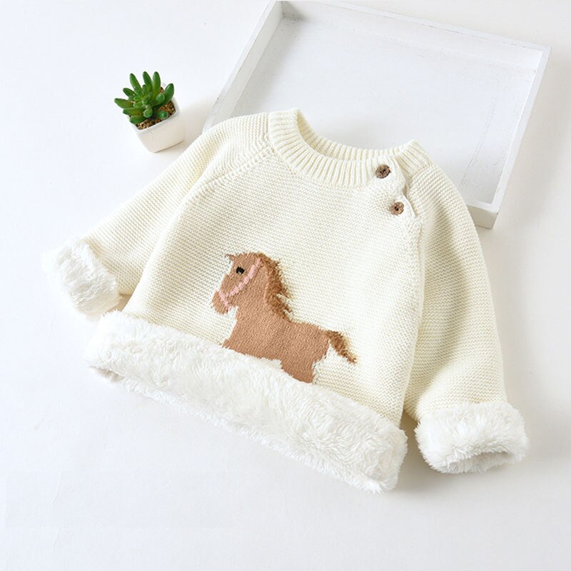 Kids Boys Girls Sweaters Clothes Baby Toddler Warm Sweater Coats Children Cartoon Thicken Tops Wool Pullovers Clothing