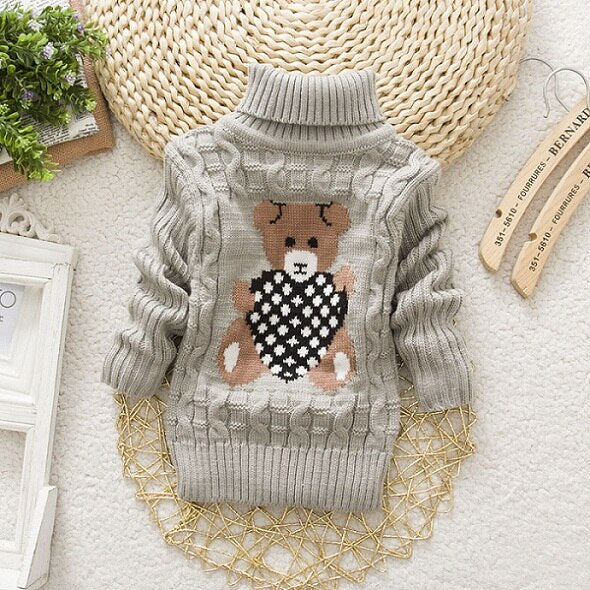 Kids Girl Sweater Tricots Turtleneck Pullover Baby Winter Tops Solid Color Sweaters Autumn Boy Girl Warm Sweater Pull
