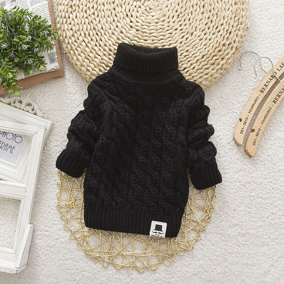 Kids Girl Sweater Tricots Turtleneck Pullover Baby Winter Tops Solid Color Sweaters Autumn Boy Girl Warm Sweater Pull