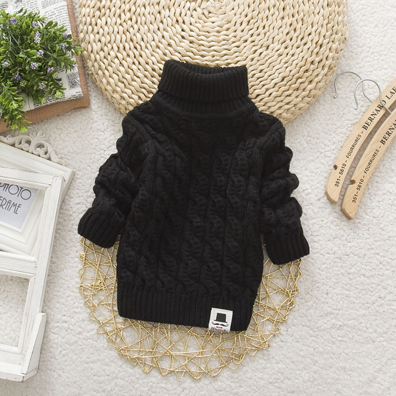 Kids Girl Sweater Tricots Turtleneck Pullover Baby Winter Tops Solid Color Sweaters Autumn Boy Girl Warm Sweater Pull