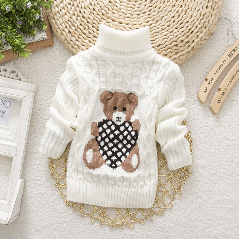 Kids Girl Sweater Tricots Turtleneck Pullover Baby Winter Tops Solid Color Sweaters Autumn Boy Girl Warm Sweater Pull