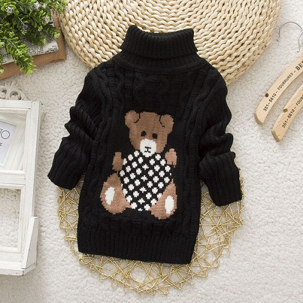 Kids Girl Sweater Tricots Turtleneck Pullover Baby Winter Tops Solid Color Sweaters Autumn Boy Girl Warm Sweater Pull