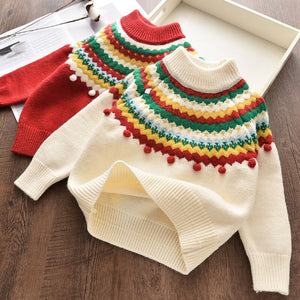 Autumn Girls Sweater Casual Knit Crop Top Children Warm Pullovers Soft O-Neck Knitwear Clothing 2 4 5 6 7 8 9 Years