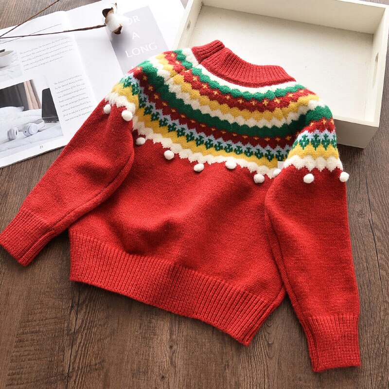 Autumn Girls Sweater Casual Knit Crop Top Children Warm Pullovers Soft O-Neck Knitwear Clothing 2 4 5 6 7 8 9 Years