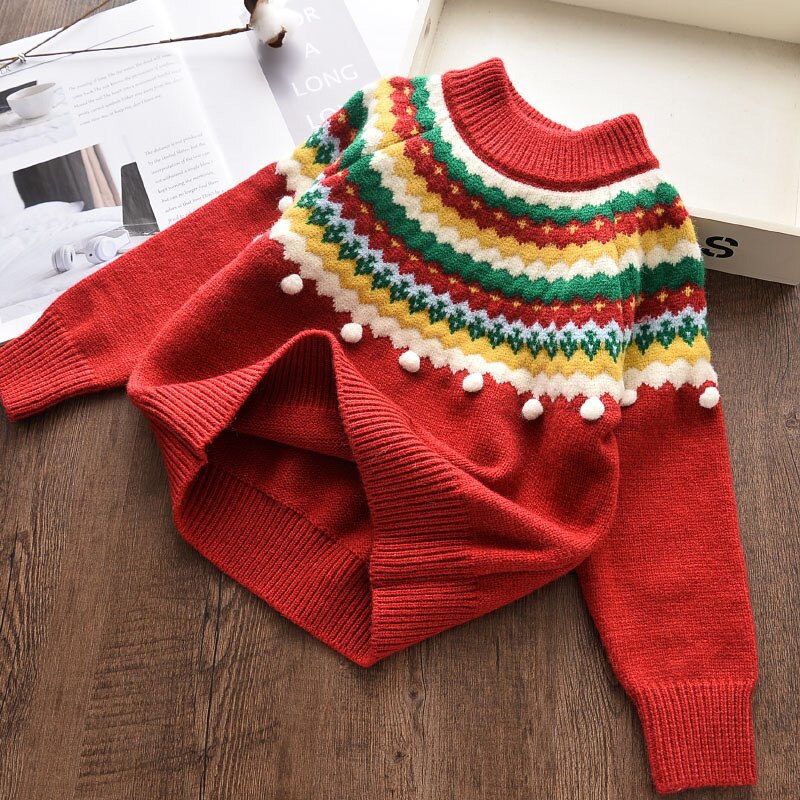 Autumn Girls Sweater Casual Knit Crop Top Children Warm Pullovers Soft O-Neck Knitwear Clothing 2 4 5 6 7 8 9 Years