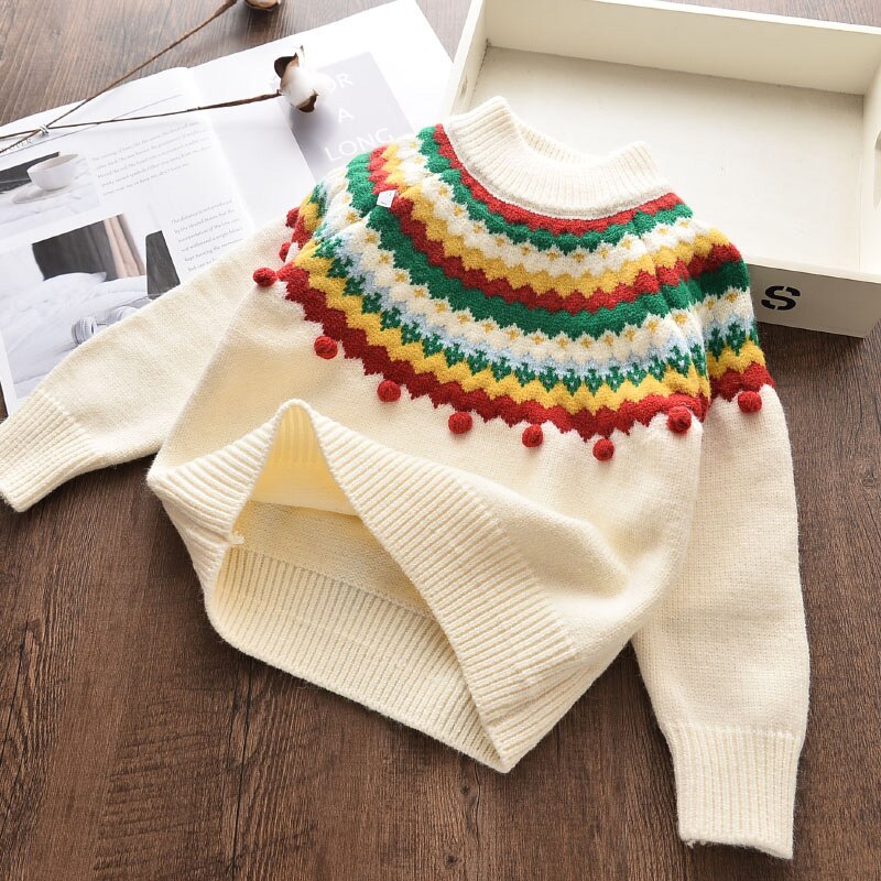 Autumn Girls Sweater Casual Knit Crop Top Children Warm Pullovers Soft O-Neck Knitwear Clothing 2 4 5 6 7 8 9 Years