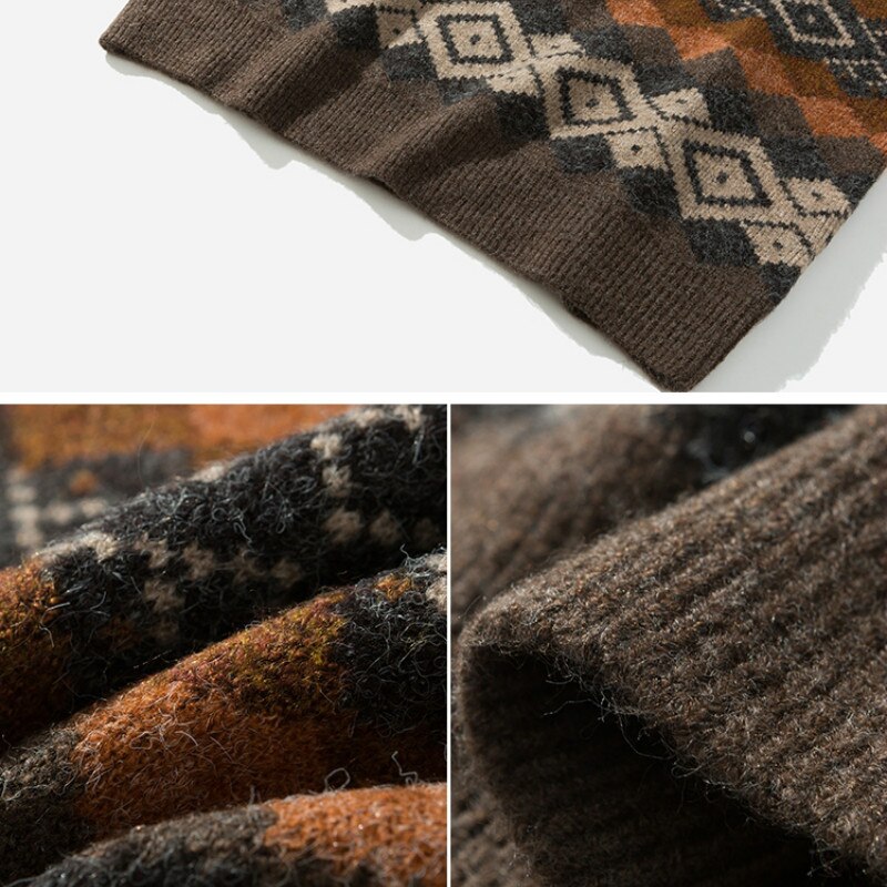 Men's Sweater 2020 New Spring Autumn Geometric Print Sweater Pull Homme Casual Loose Vintage Pullover Sweaters Men