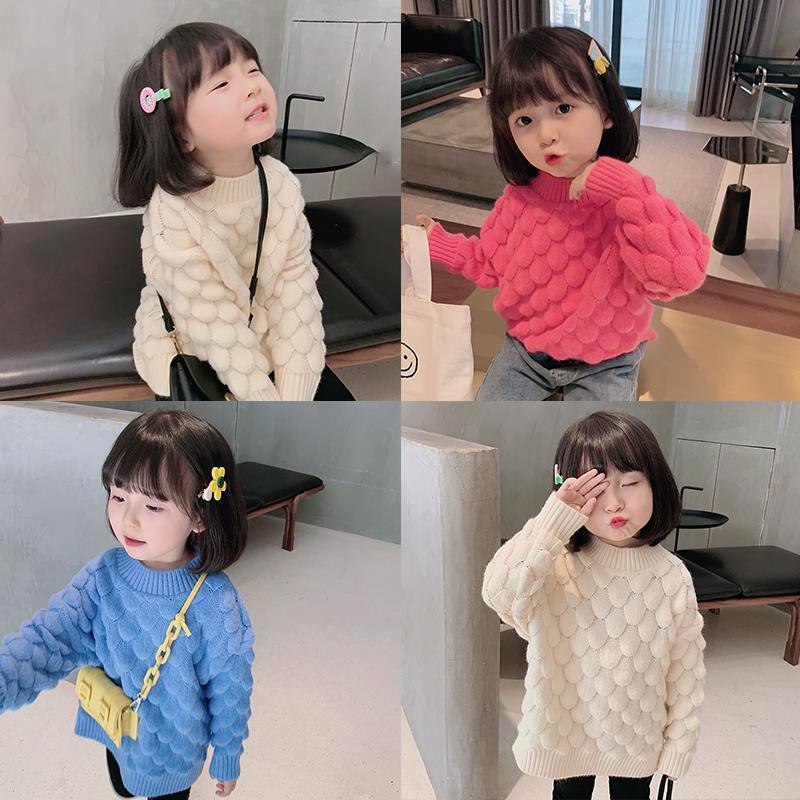 New 2021 Autumn Winter Girls' Sweaters Cotton Fashion Children Clothing For Girls Knitted Sweaters Child Warm Pullovers D368