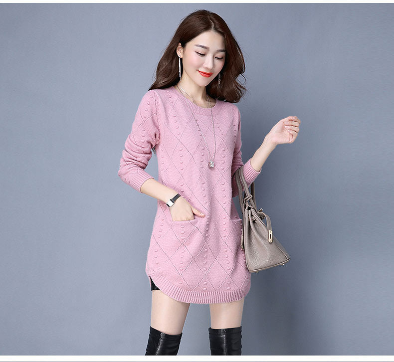 New Autumn Winter Women Sweaters Knit Pullover Solid Color O-neck Long-sleeved Sweaters Fashion Loose Knit Pullover Women Tops