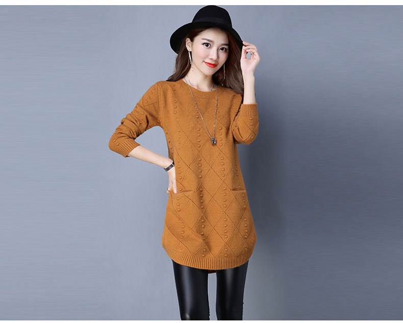 New Autumn Winter Women Sweaters Knit Pullover Solid Color O-neck Long-sleeved Sweaters Fashion Loose Knit Pullover Women Tops