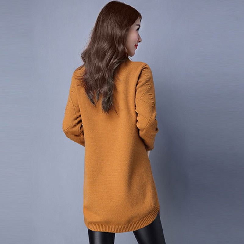 New Autumn Winter Women Sweaters Knit Pullover Solid Color O-neck Long-sleeved Sweaters Fashion Loose Knit Pullover Women Tops