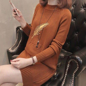 New Fashion 2020 Women Autumn Winter Long Sweater Pullovers Dress Casual Warm Female Knitted Clothes Thick Warm Tops