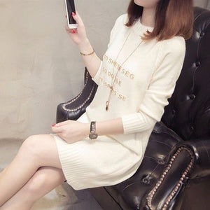 New Fashion 2020 Women Autumn Winter Long Sweater Pullovers Dress Casual Warm Female Knitted Clothes Thick Warm Tops