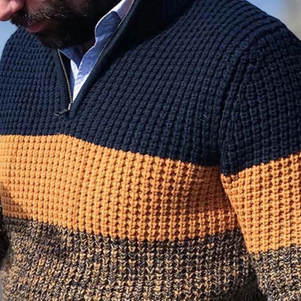 Sweater Men Clothes Color Block Fashion Man Slim Plus Size Knitted Pullover Long Sleeve Top Autumn Winter Mens Sweaters Knit