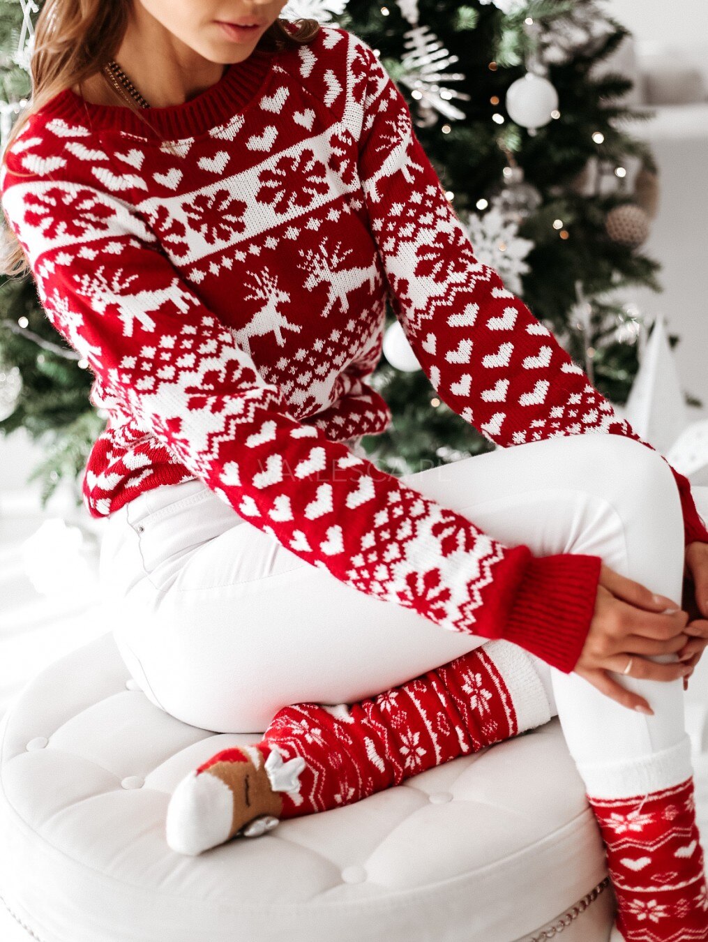 Women Autumn Winter Christmas Sweater Ladies Knitted Jumper Pullover Women Sweater Snowflake Elk Print Sweaters And Pullovers